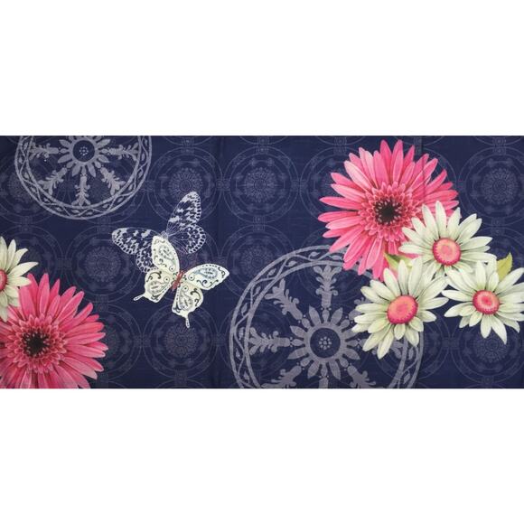 Spring Peonies Floral Indigo Table Runner Boho Butterfly Sandy Clough 72" NEW - Picture 5 of 5